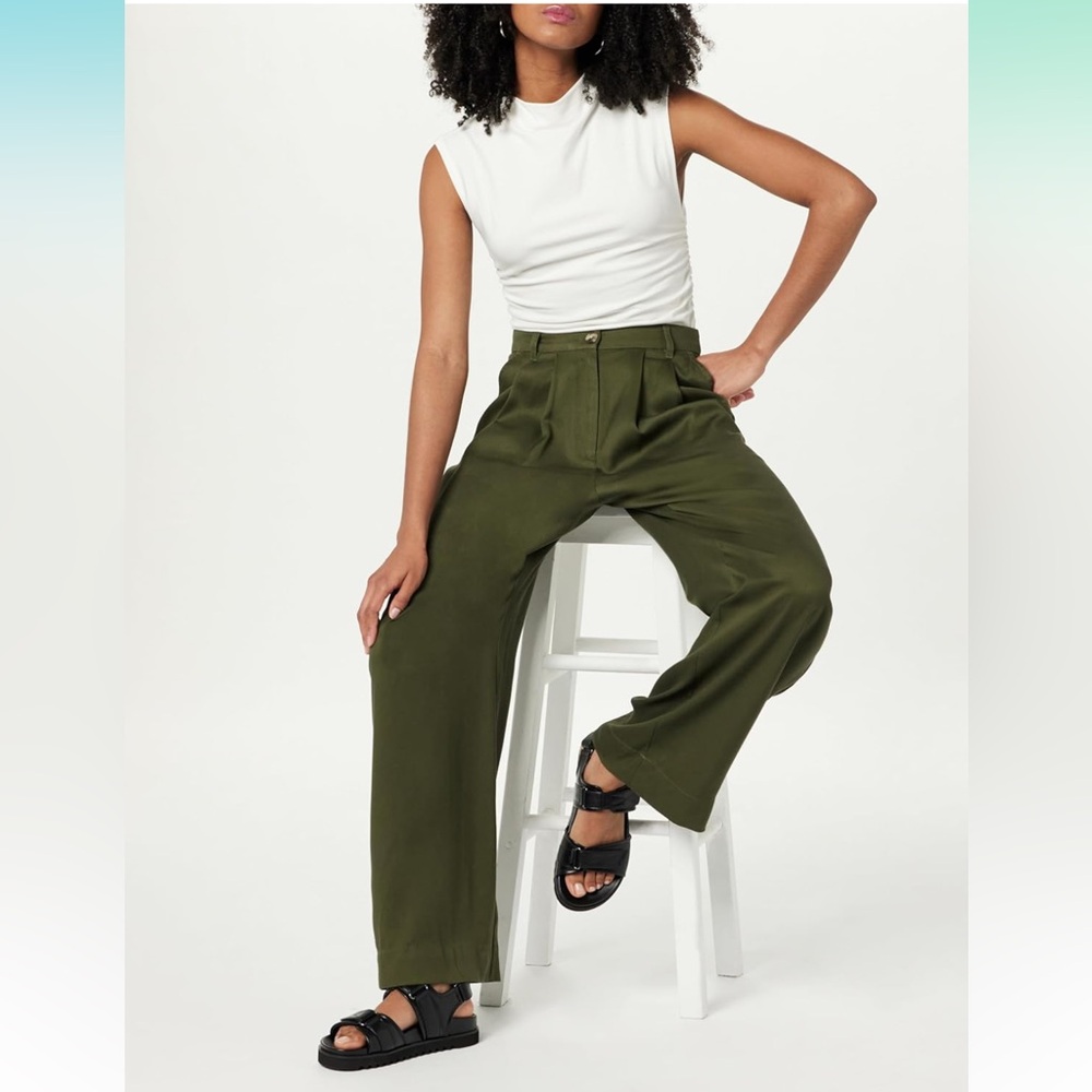 NWT The Drop Women's Amalia Relaxed Pleated Trousers